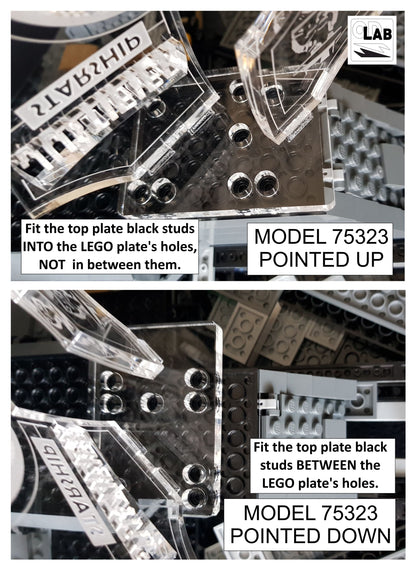 Display stand 3D angled for Lego 75323 The Justifier + minifigures slots (A1083)-f