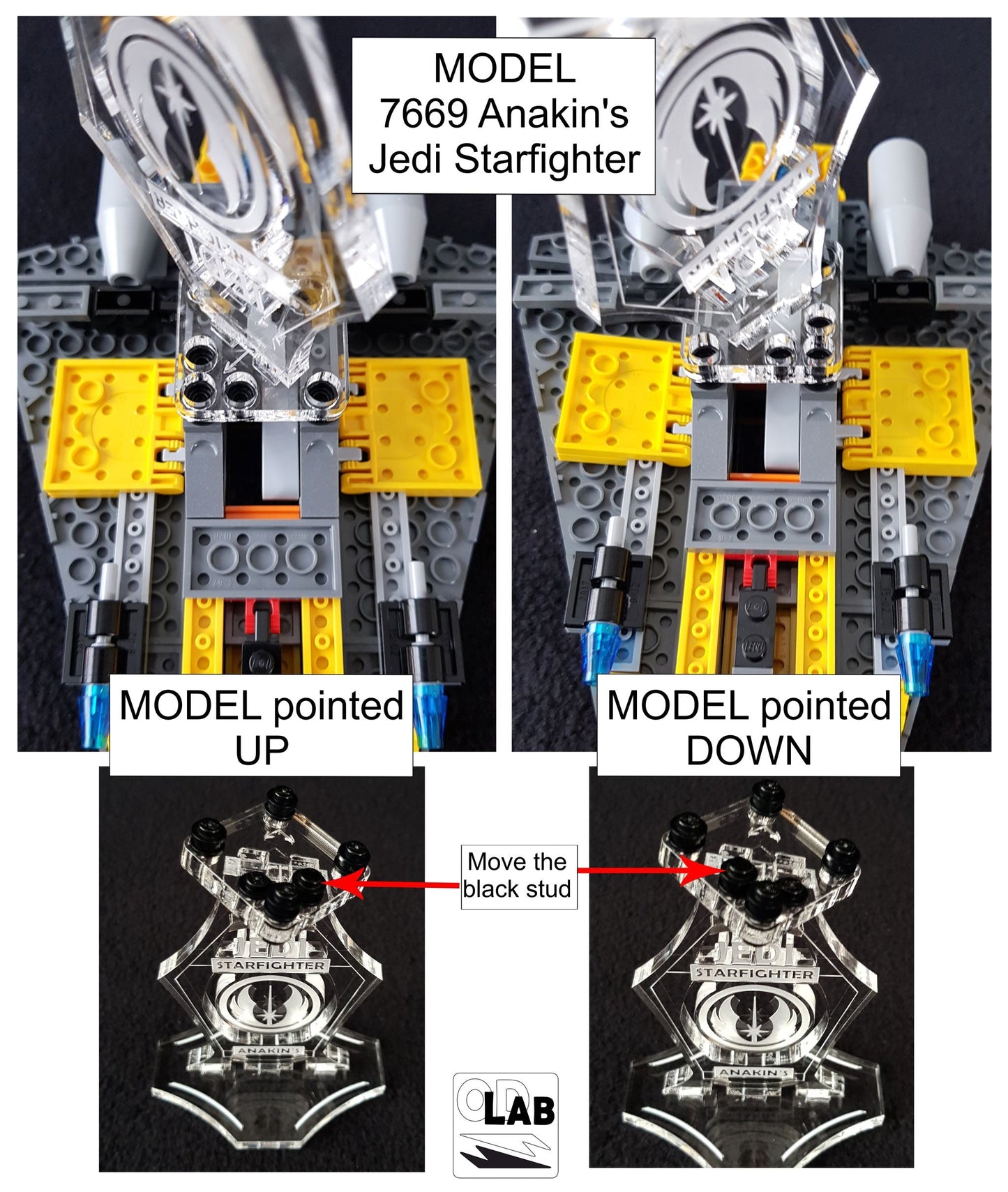 Display stand angled for Lego 7669 Anakin's Jedi Starfighter (A1084)-f