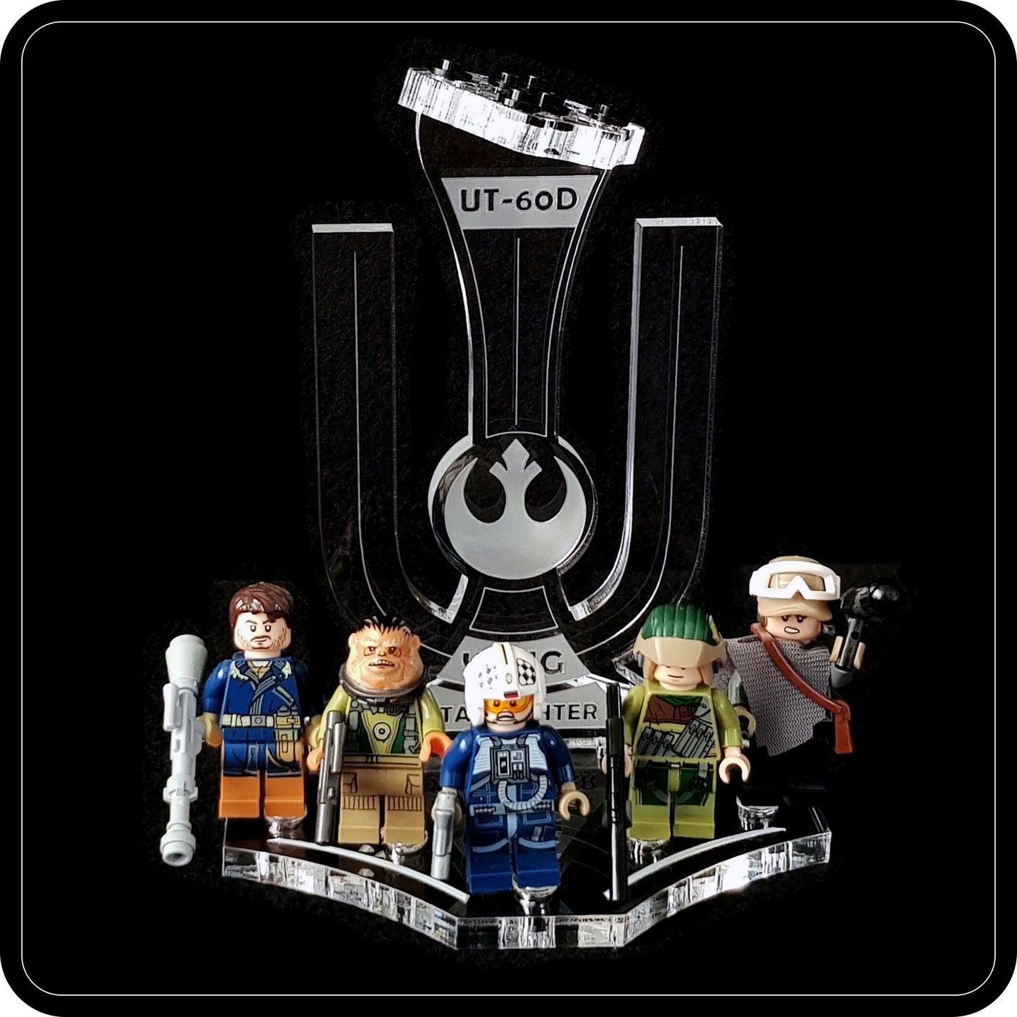 Display stand angled for Lego 75155 Rebel U-Wing Fighter + minifigures slots (A1086)-8