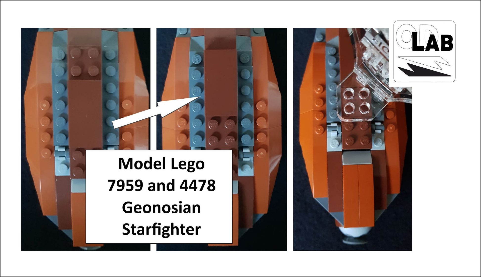 Display stand angled for Lego 7959 and 4478 Geonosian Starfighter (A1087)-f