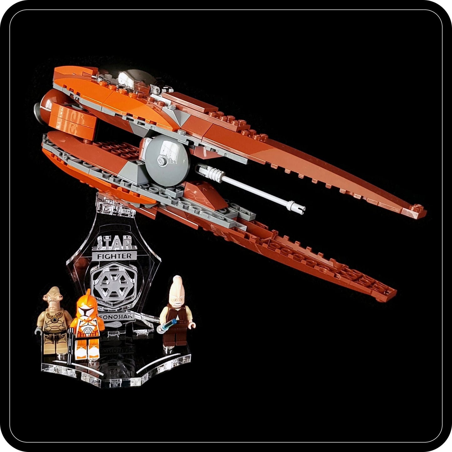 Display stand angled for Lego 7959 and 4478 Geonosian Starfighter + minifigures slots (A1088)-2