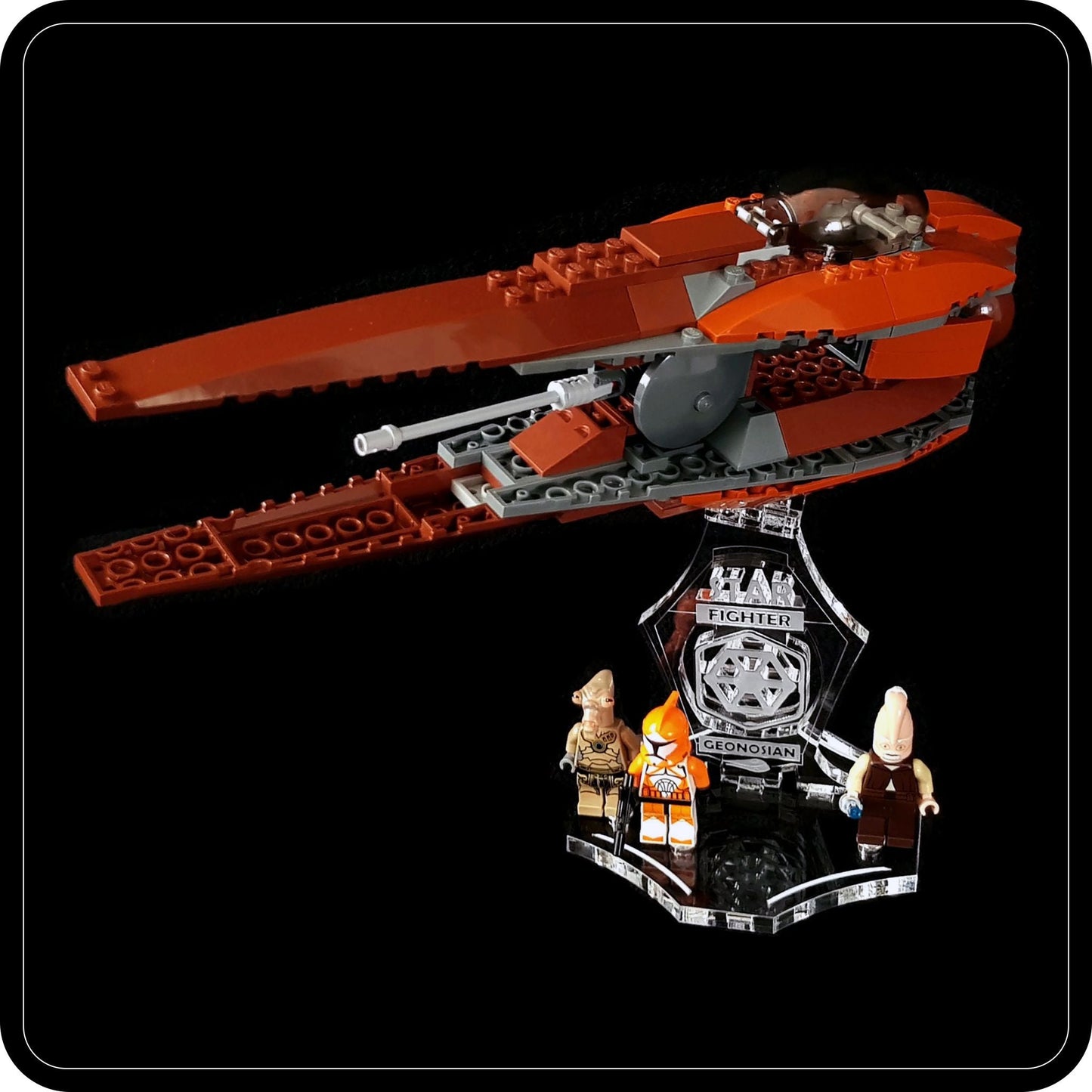 Display stand angled for Lego 7959 and 4478 Geonosian Starfighter + minifigures slots (A1088)-9