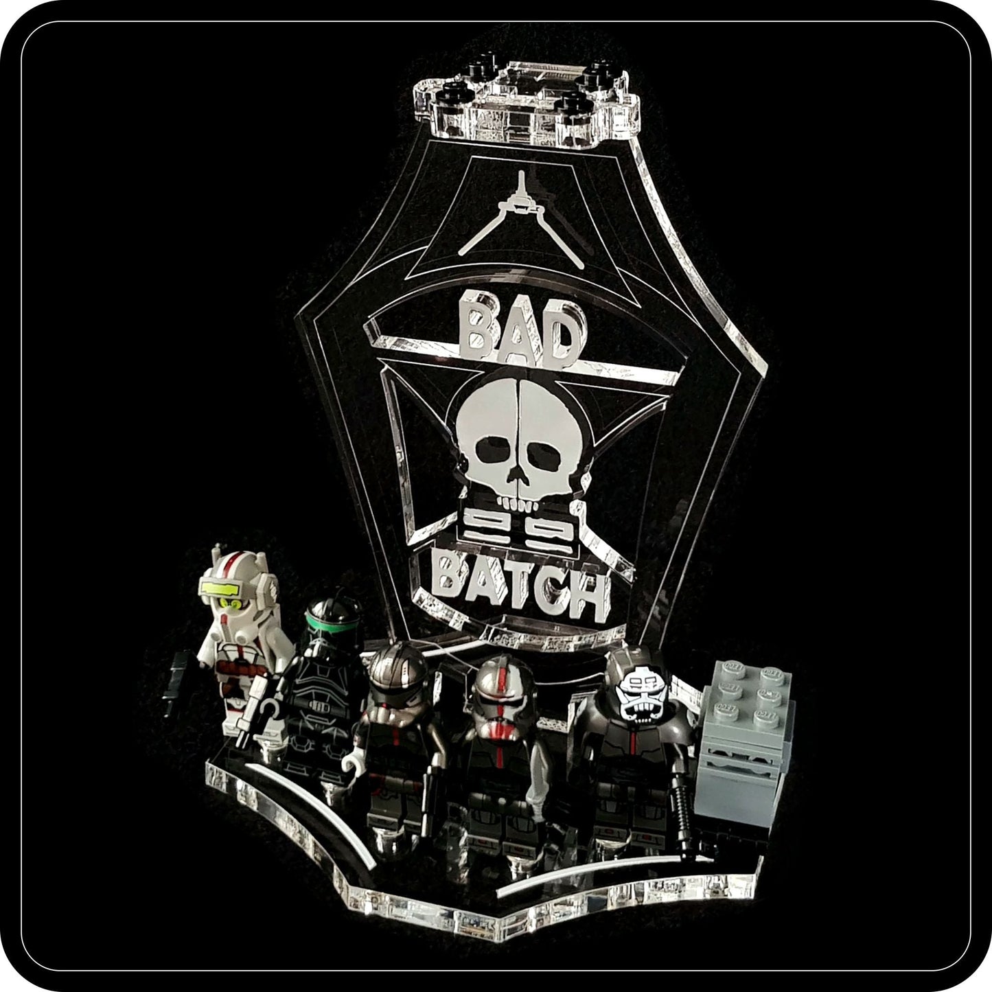 Display stand 3D-ENGV angled for Lego 75314 The Bad Batch + minifigures slots (A1090)-8