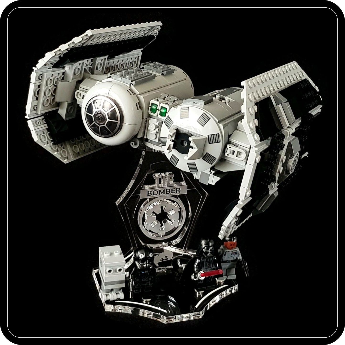 Display stand angled 3D for Lego 75347 TIE Bomber + minifigures slots (A1093)-2