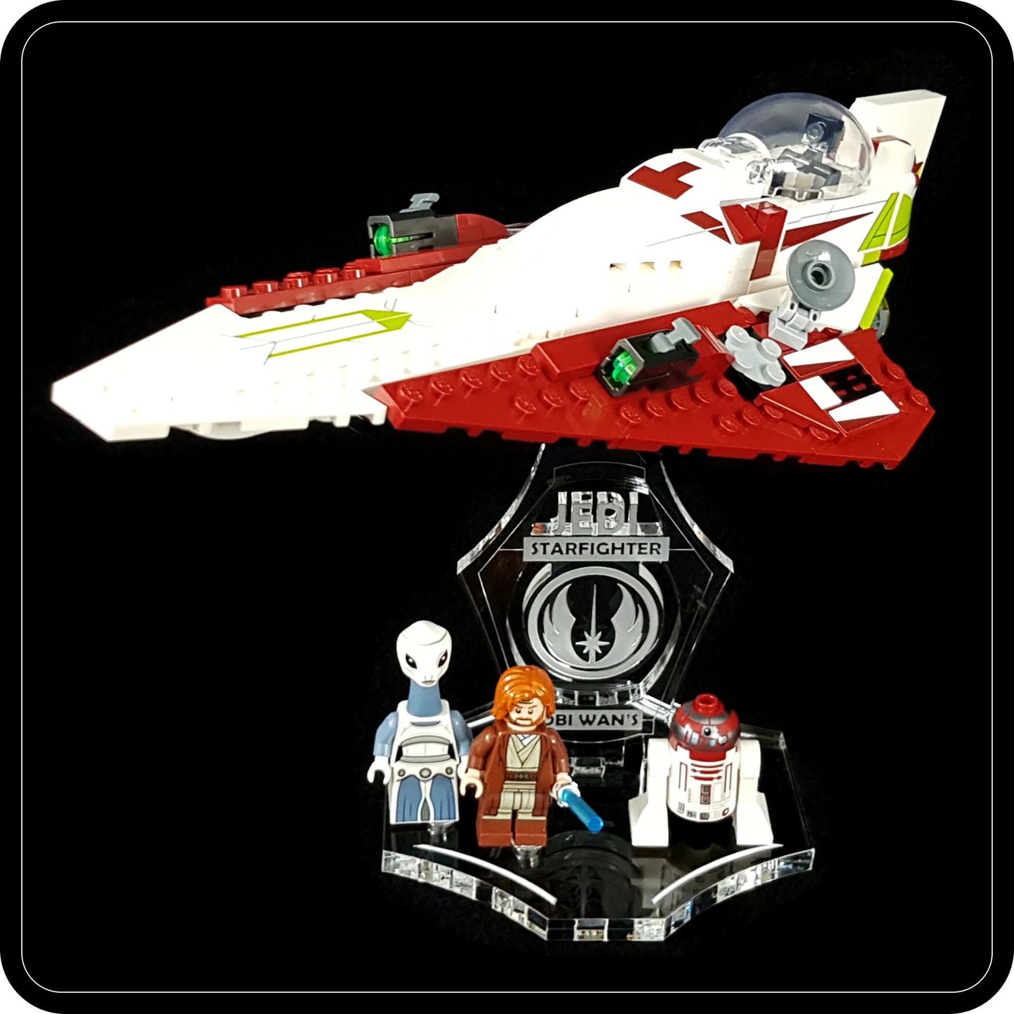 Display stand angled for Lego 75333 Obi Wan's Starfighter + minifigures slots (A1096)-1