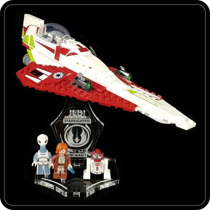 Display stand angled for Lego 75333 Obi Wan's Starfighter + minifigures slots (A1096)-2