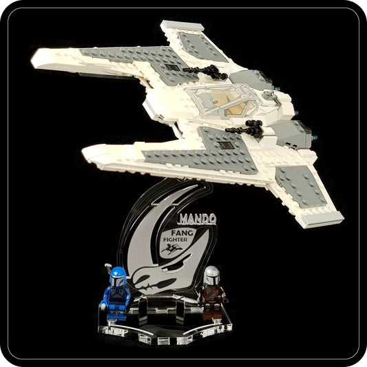 Display stand 3D-ENGV angled for Lego 75348 Mandalorian Fang Fighter + minifigures slots (A1098)-1