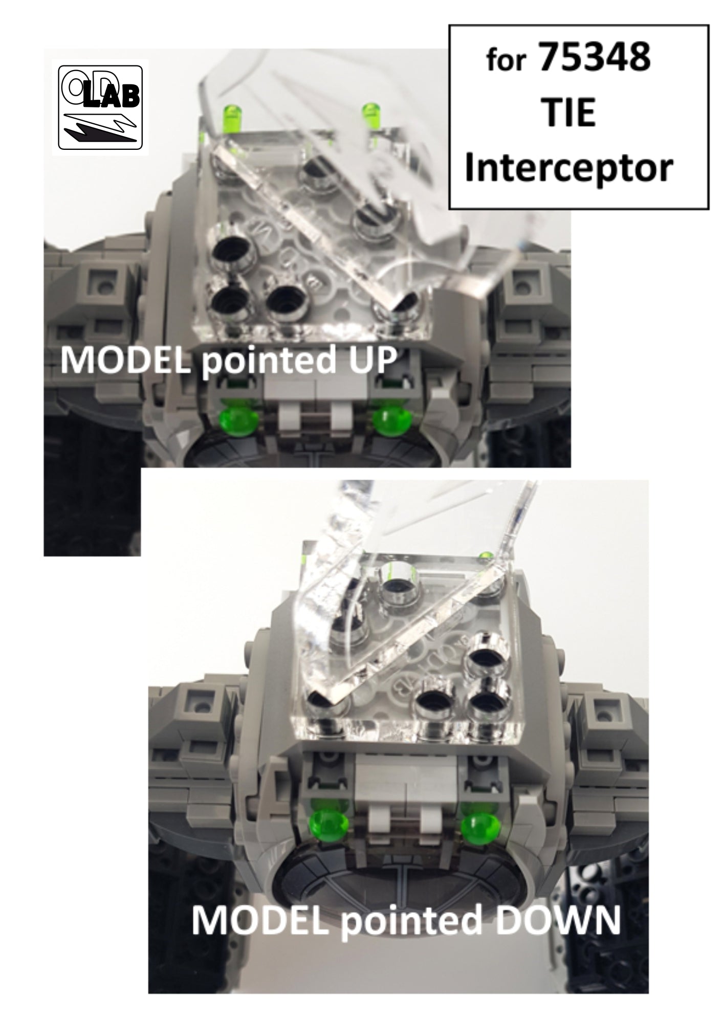 Display stand 3D-ENGV angled for Lego 75348 Mandalorian TIE Interceptor + minifigures slots (A1099)-f