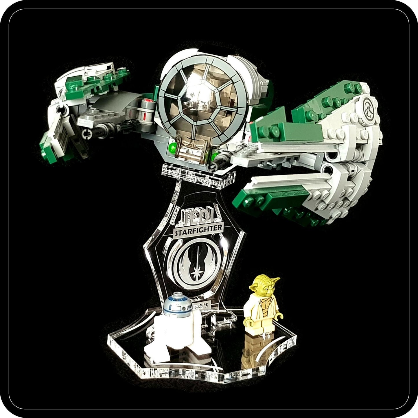 Display stand angled for Lego 75360-75168 Yoda's Jedi Starfighter + minifigures slots (A1100)-1