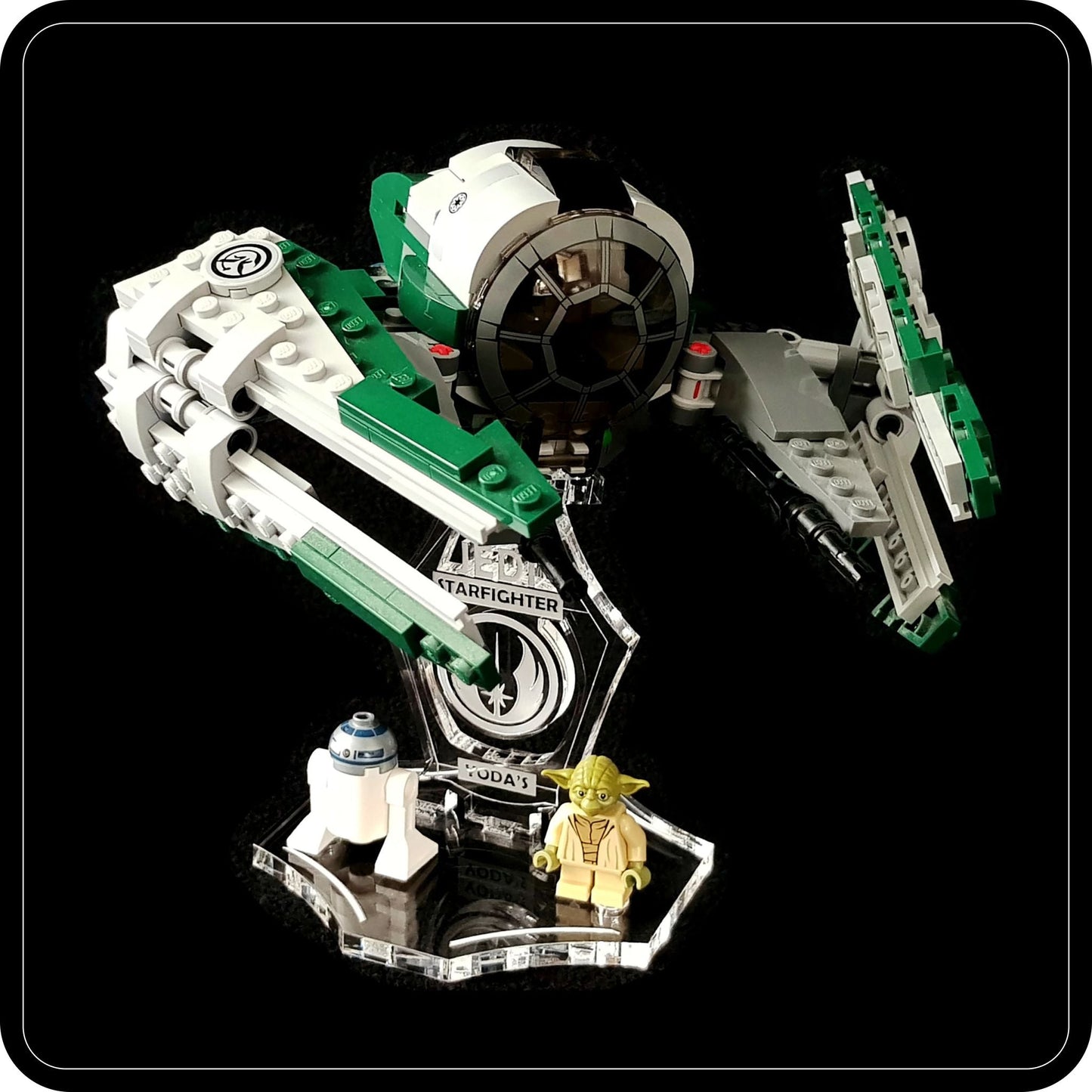 Display stand angled for Lego 75360-75168 Yoda's Jedi Starfighter + minifigures slots (A1100)-2