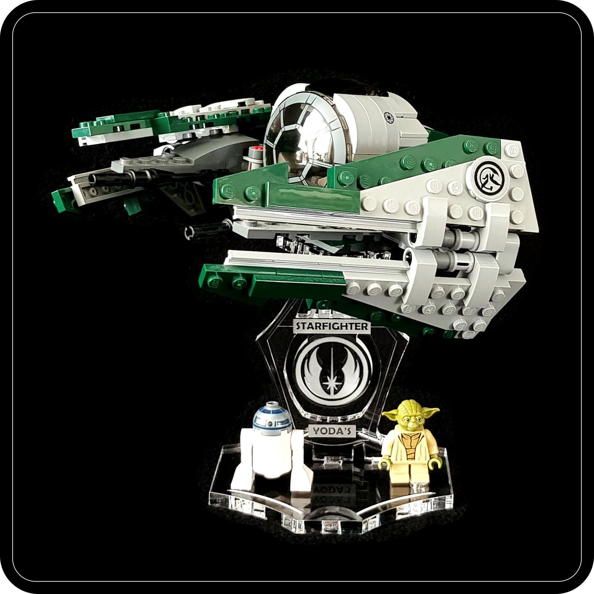 Display stand angled for Lego 75360-75168 Yoda's Jedi Starfighter + minifigures slots (A1100)-8