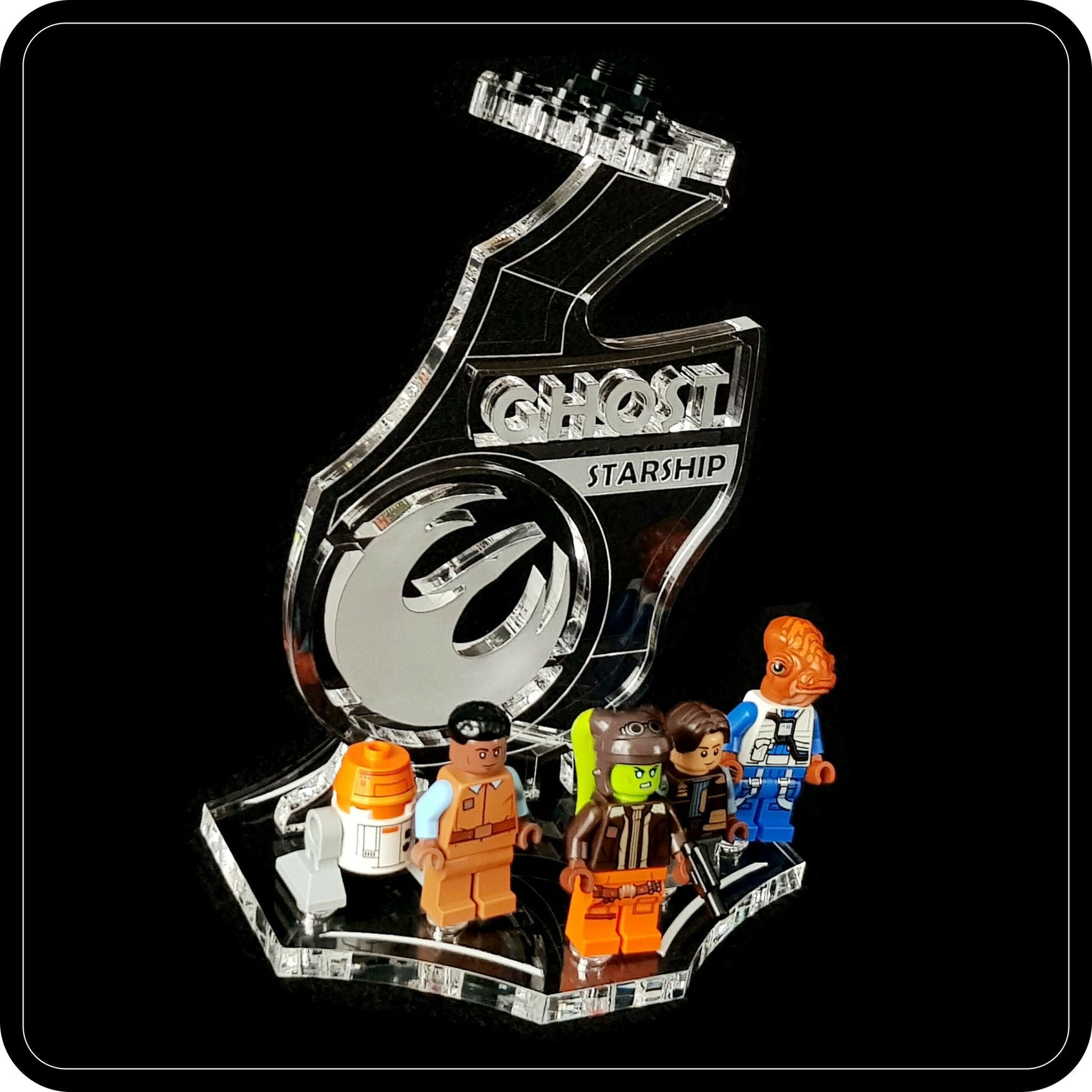 Display stand 3D-ENGV angled for Lego 75357 Ghost & Phantom II+ minifigures slots (A1101)-4