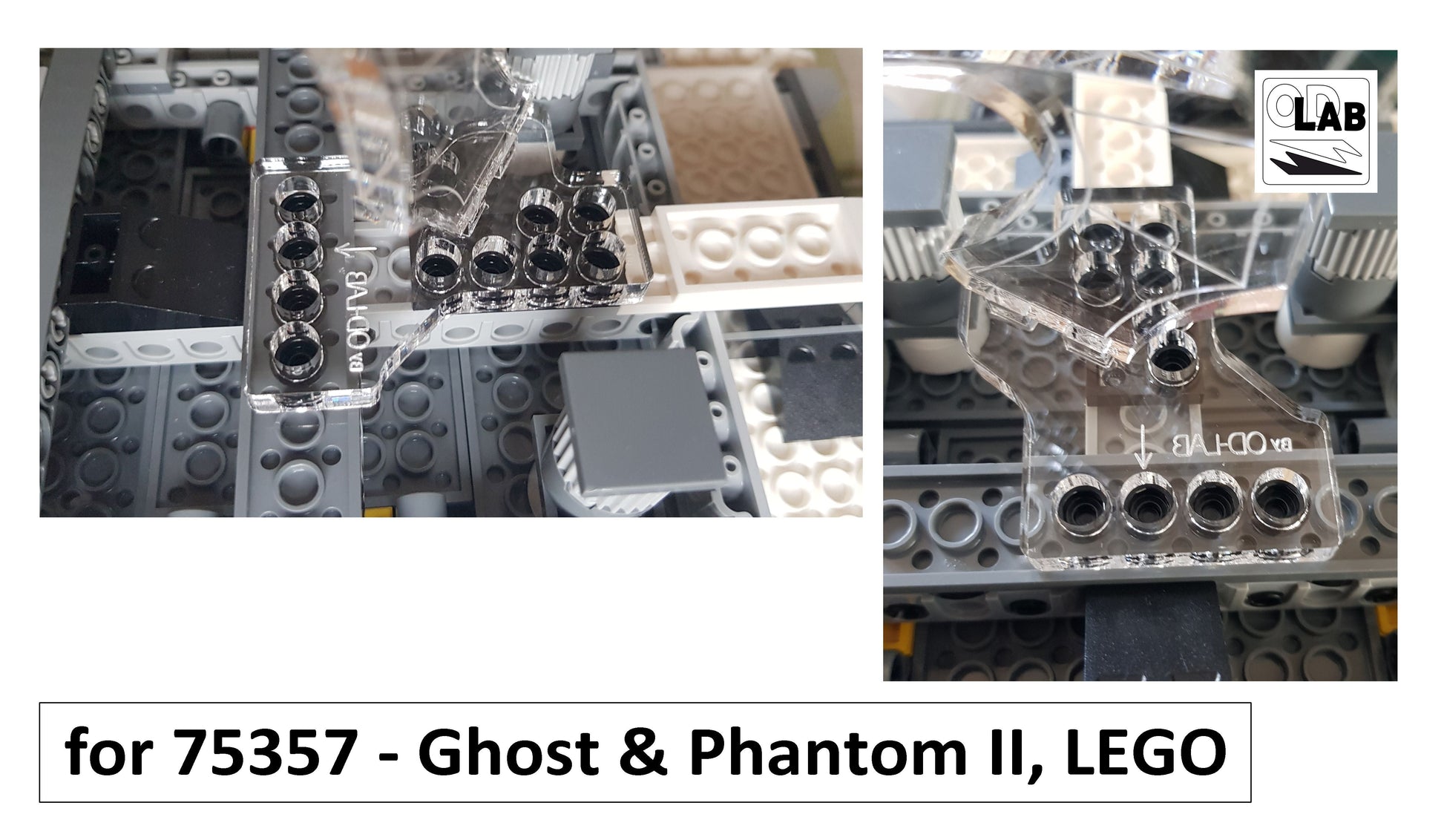 Display stand 3D-ENGV angled for Lego 75357 Ghost & Phantom II+ minifigures slots (A1101)-f