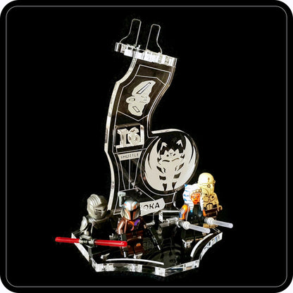 Display stand 3D-ENGV angled for Lego 75362 Ahsoka Tano's T-6 Jedi Shuttle + minifigures slots (A1102)-8