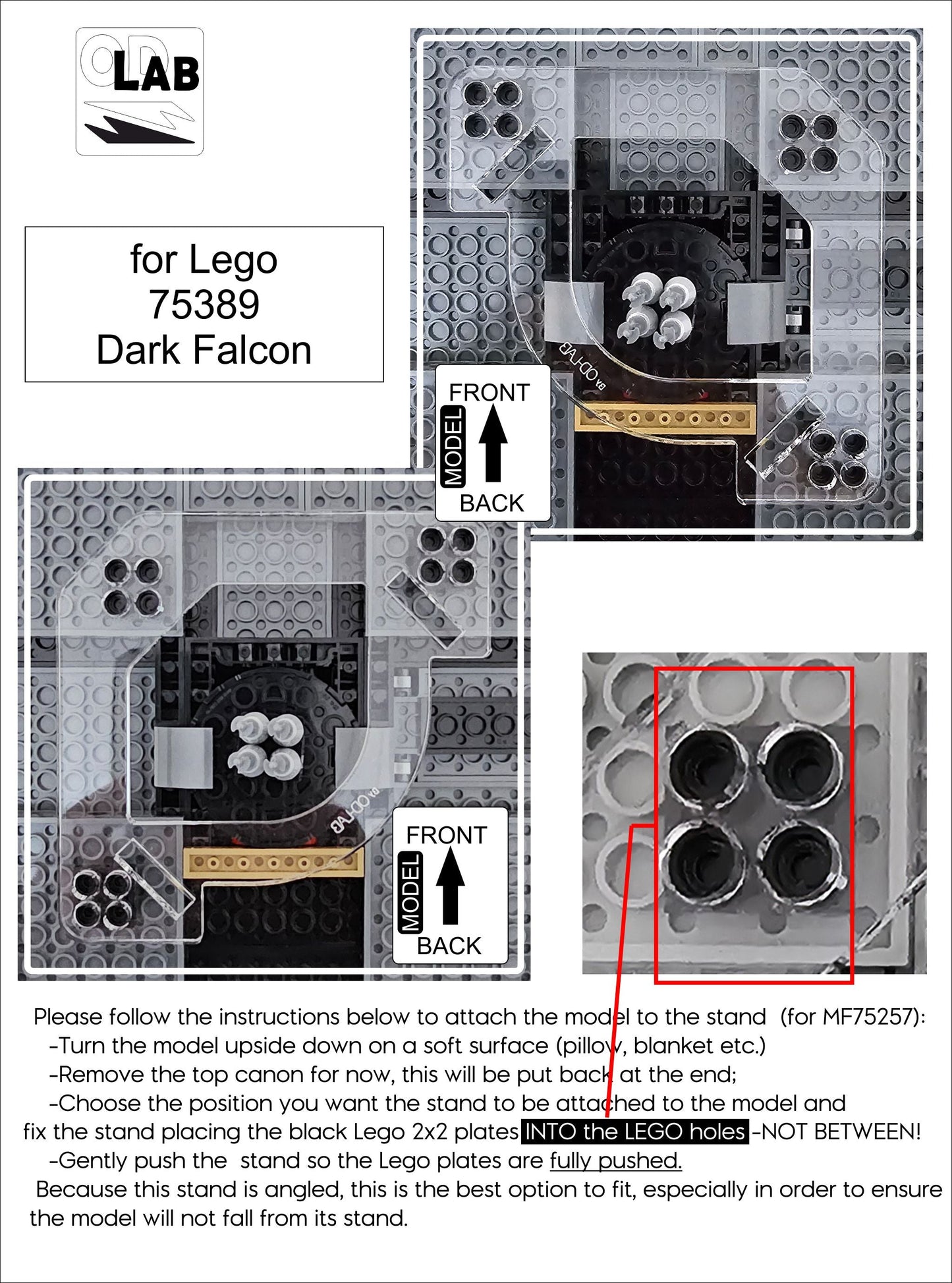 Display stand angled 36° for Lego 75389 Dark Falcon + minifigures slots (A1103)-f