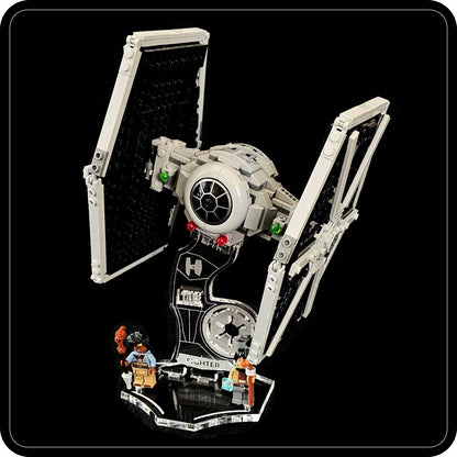 Display stand 3D-ENGV angled for Lego 75393 TIE Fighter + minifigures slots (A1104)-1