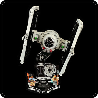 Display stand 3D-ENGV angled for Lego 75393 TIE Fighter + minifigures slots (A1104)-3