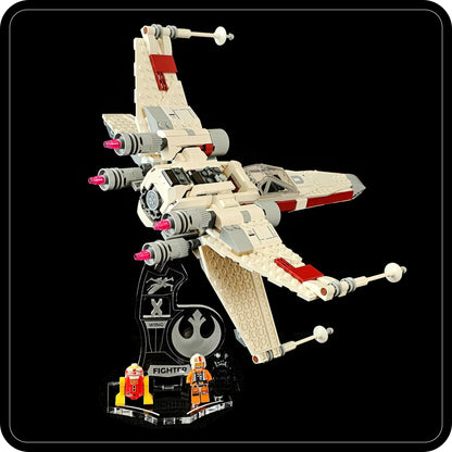 Display stand angled for Lego 75393 X-WING Fighter + minifigures slots (A1105)-6