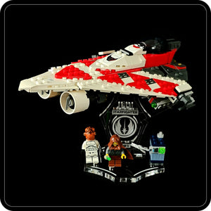 Display stand angled for Lego 75388 Jedi Bob's Starfighter + minifigures slots (A1106)
