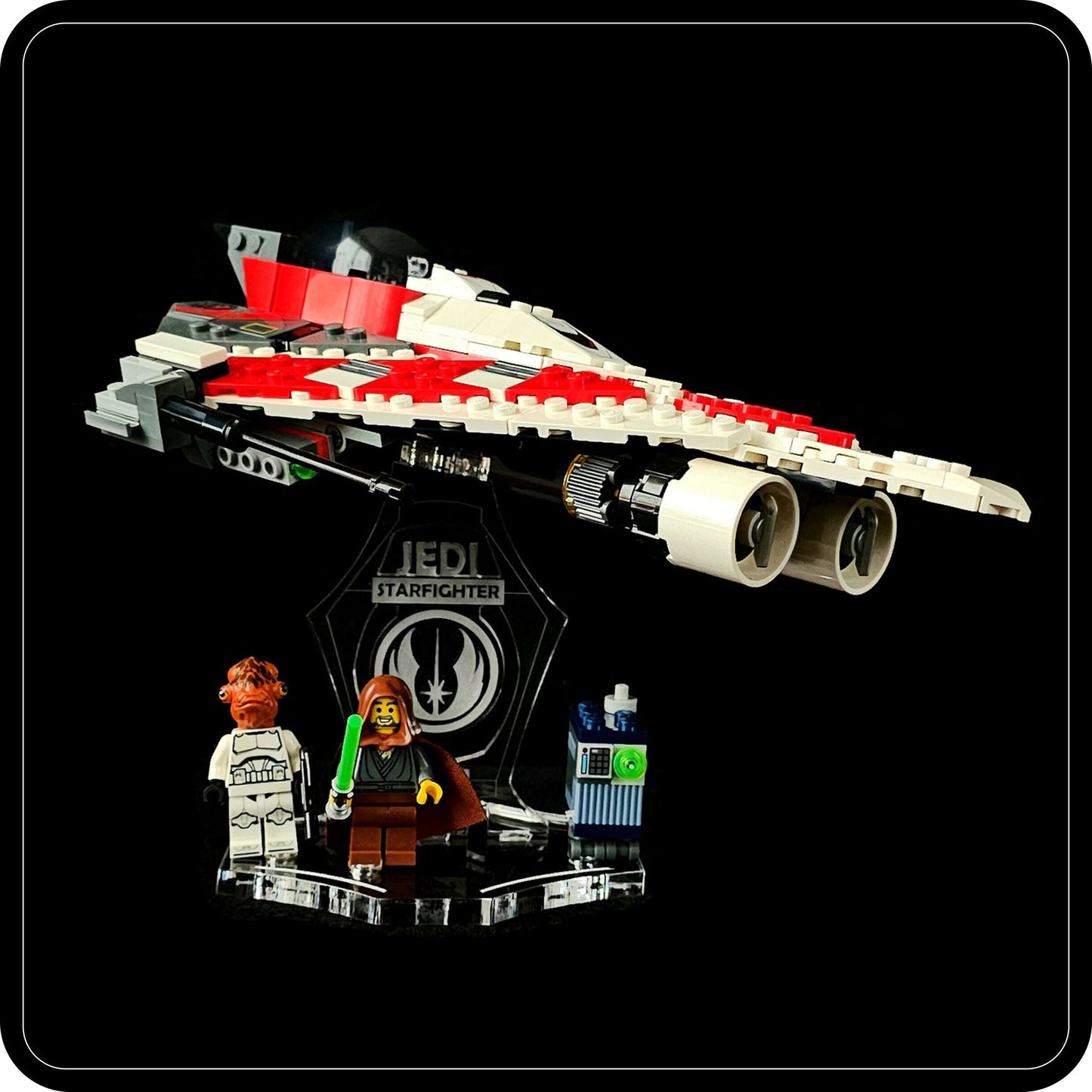 Display stand angled for Lego 75388 Jedi Bob's Starfighter + minifigures slots (A1106)-6