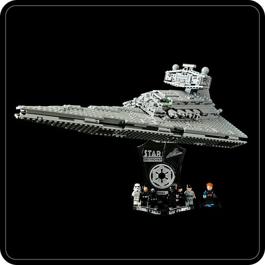 Display stand 3D angled for Lego 75394 - Imperial Star Destroyer + minifigures slots (A1107)-1