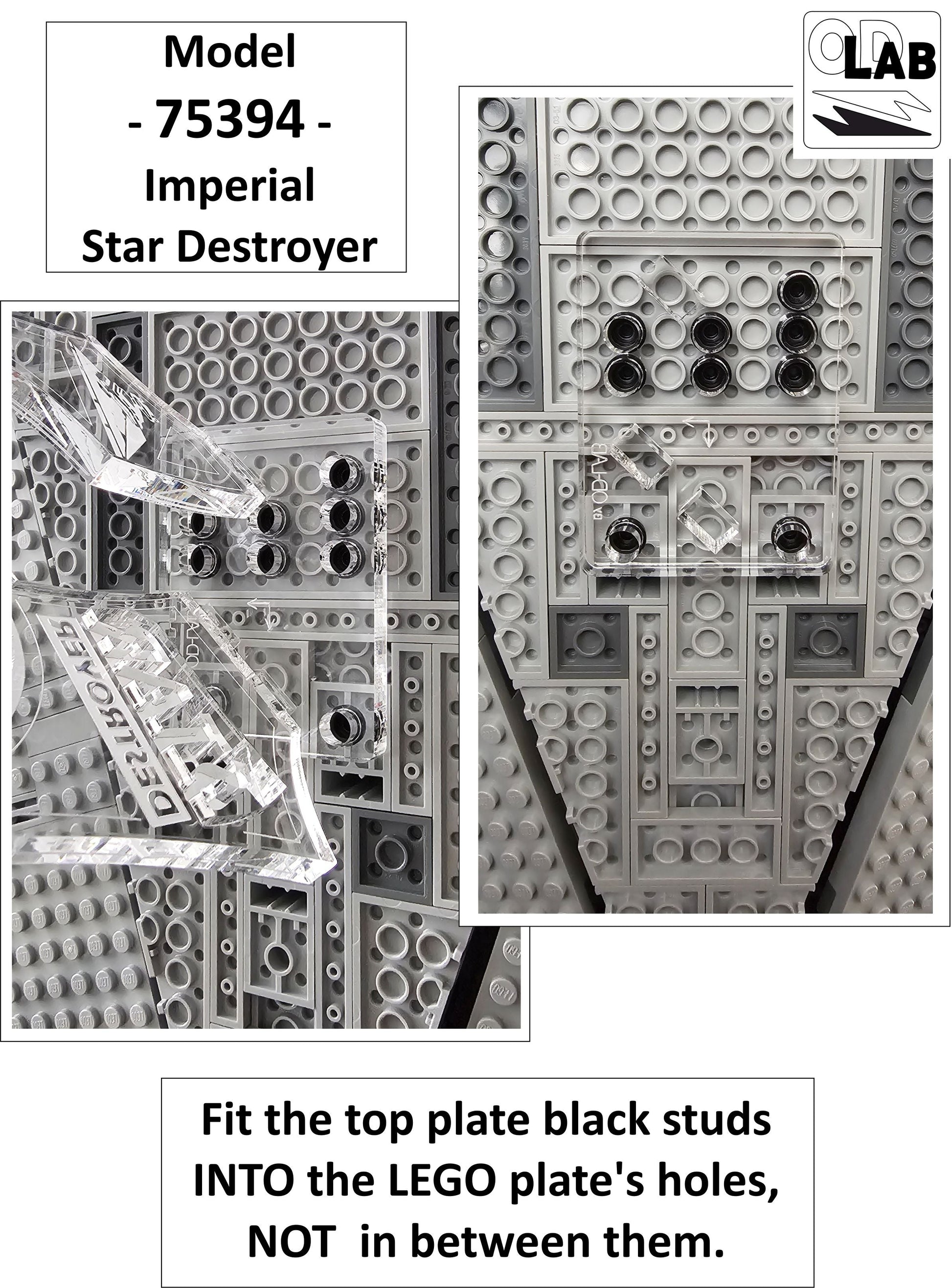 Display stand 3D angled for Lego 75394 - Imperial Star Destroyer + minifigures slots (A1107)-f