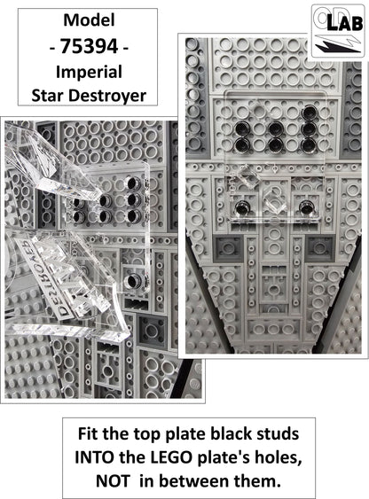 Display stand 3D angled for Lego 75394 - Imperial Star Destroyer + minifigures slots (A1107)-f