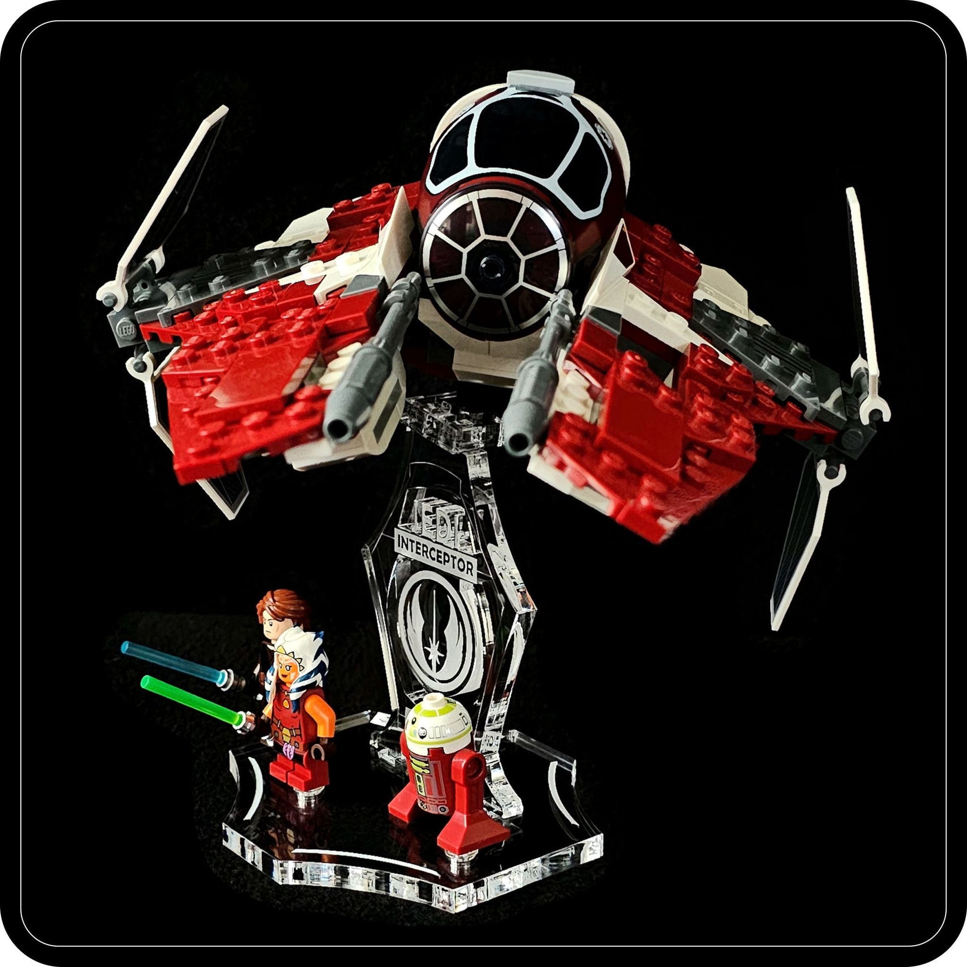 Display stand angled for Lego 75401 Ahsoka's Jedi Interceptor + minifigures slots (A1111)-10