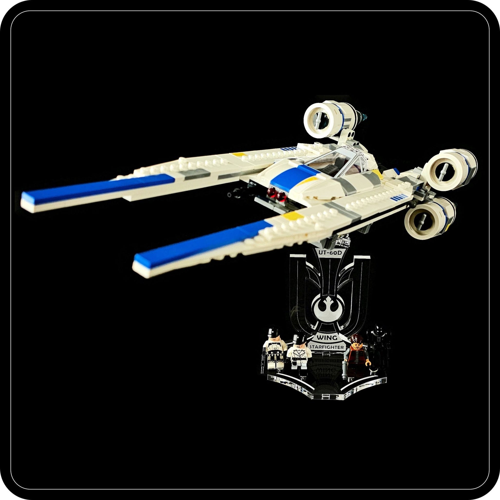 Display stand angled for Lego 75399 Rebel U-Wing Fighter + minifigures slots (A1116)-3
