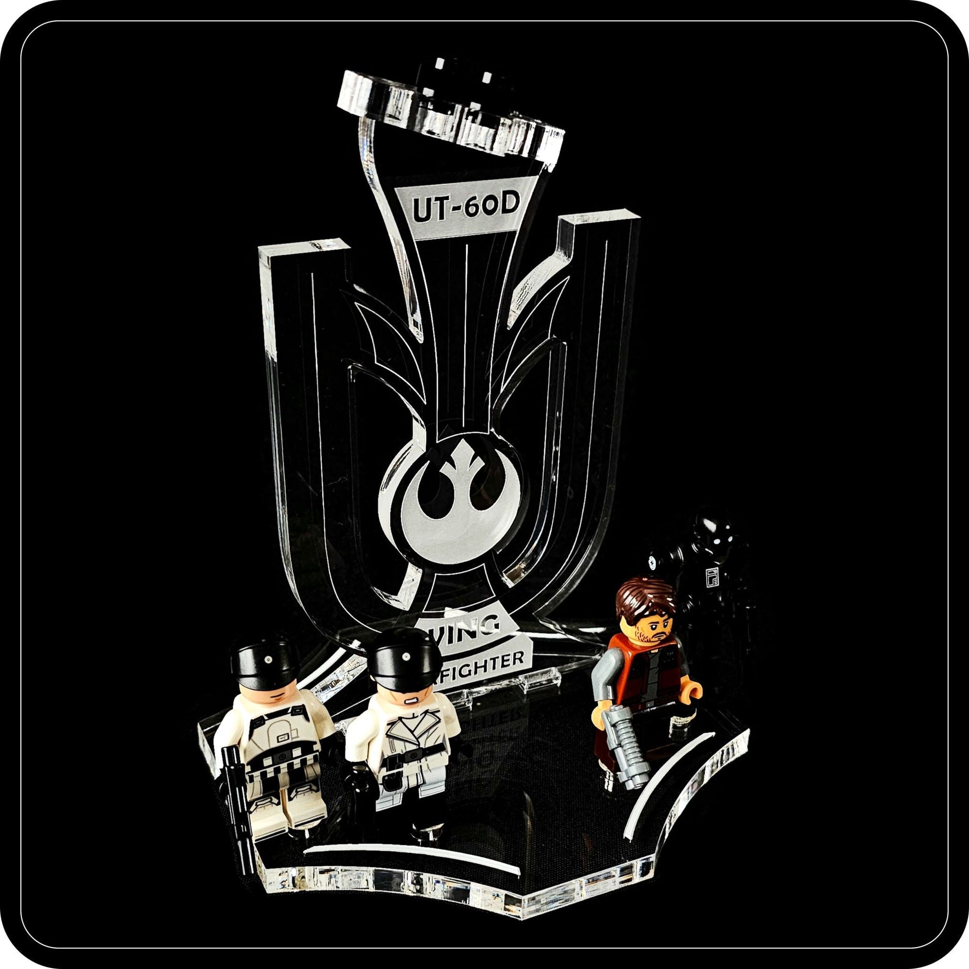 Display stand angled for Lego 75399 Rebel U-Wing Fighter + minifigures slots (A1116)-4