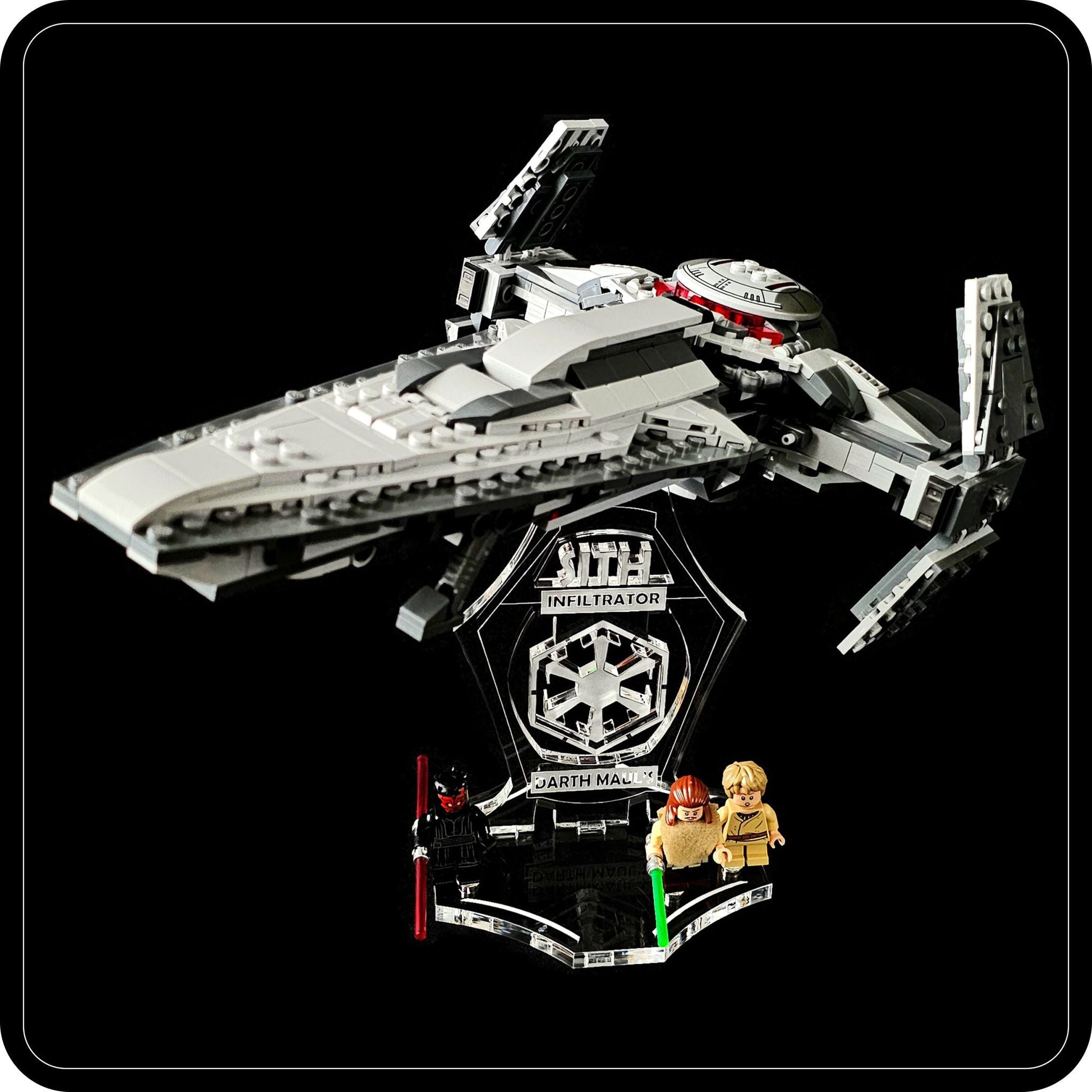 Display stand angled 3D for Lego 75383 Darth Maul's Sith Interceptor +minifigures slots (A1117)-1