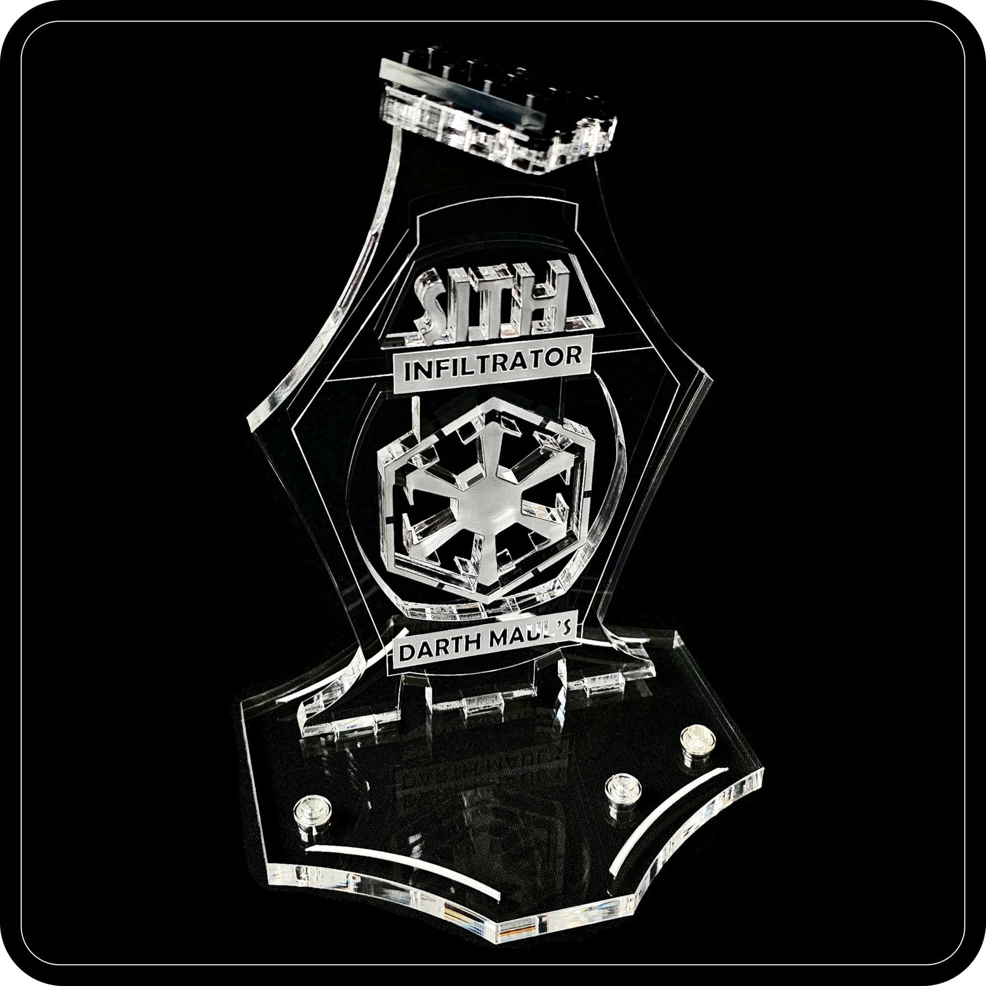 Display stand angled 3D for Lego 75383 Darth Maul's Sith Interceptor +minifigures slots (A1117)-3