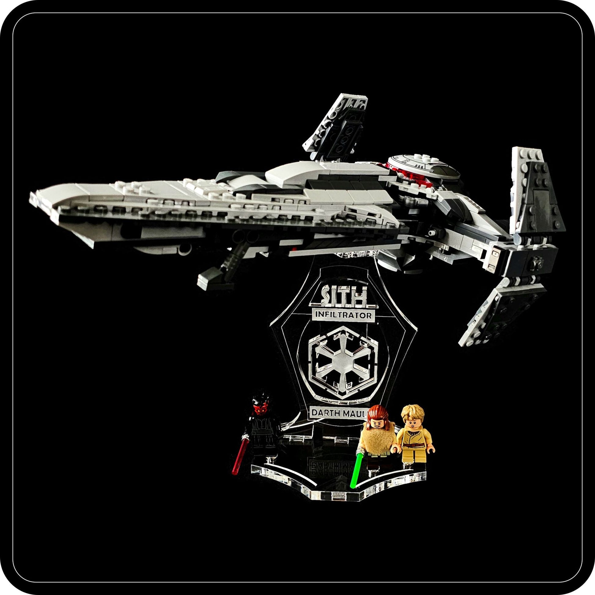 Display stand angled 3D for Lego 75383 Darth Maul's Sith Interceptor +minifigures slots (A1117)-5