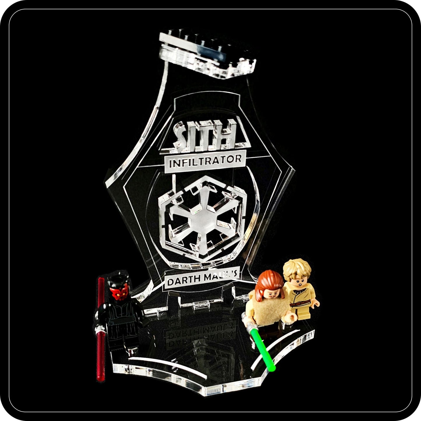 Display stand angled 3D for Lego 75383 Darth Maul's Sith Interceptor +minifigures slots (A1117)-8