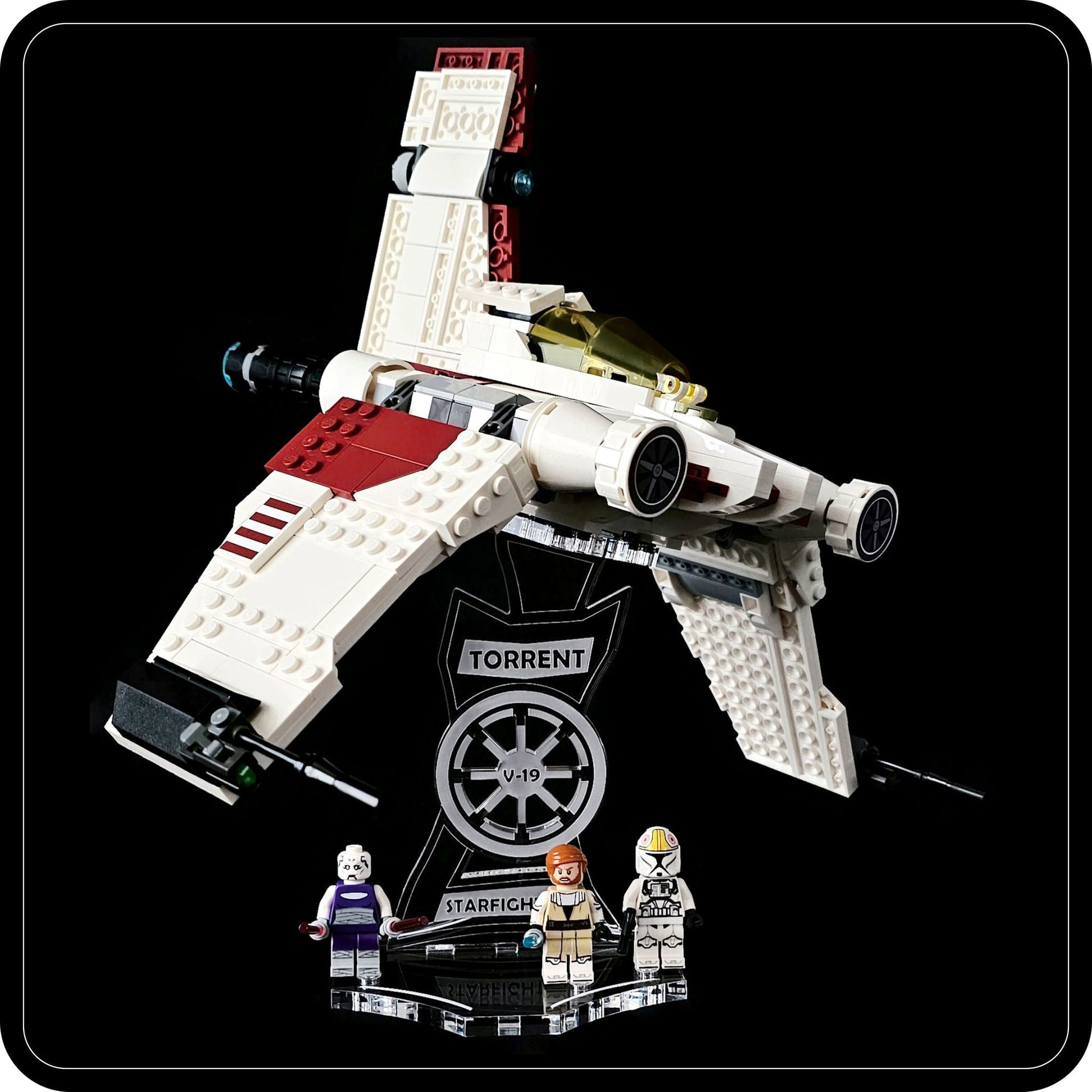 Display stand angled for Lego 75432 V-19 Torrent Starfighter + minifigures slots (A1119)-10