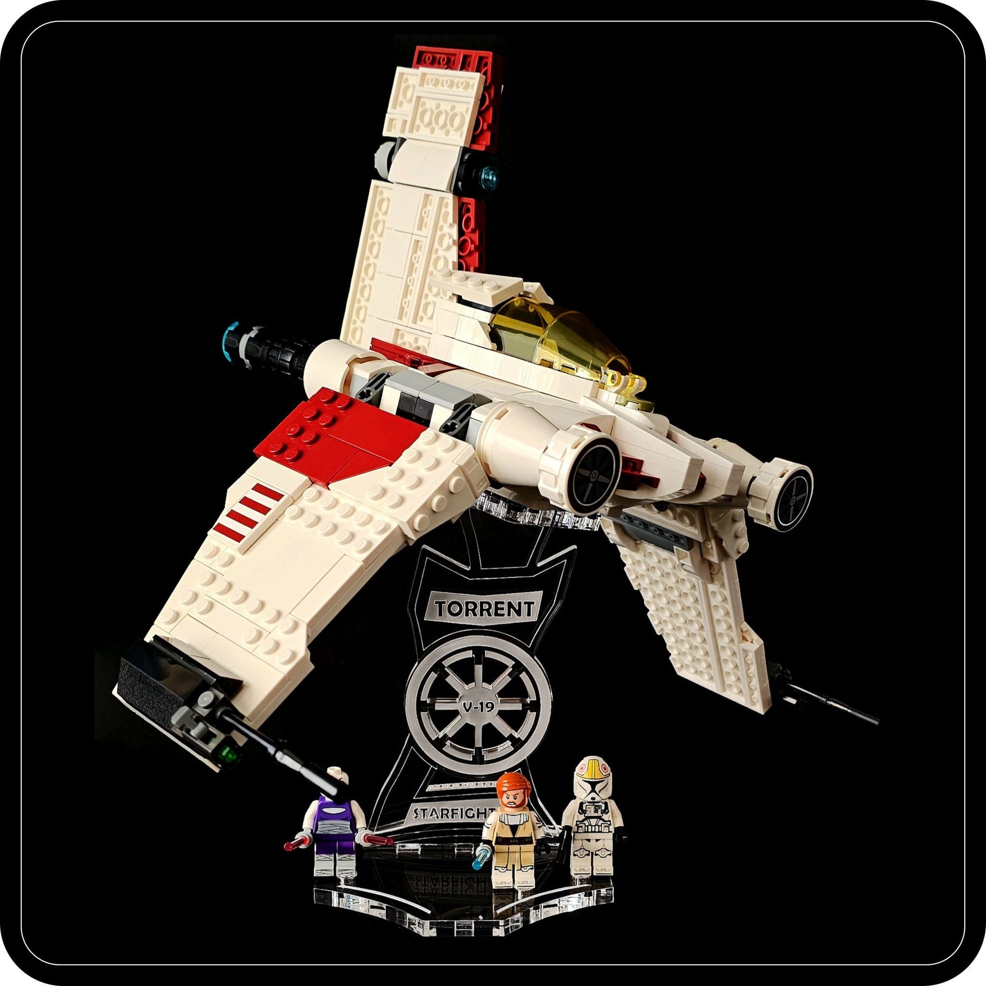 Display stand angled for Lego 75432 V-19 Torrent Starfighter + minifigures slots (A1119)-2