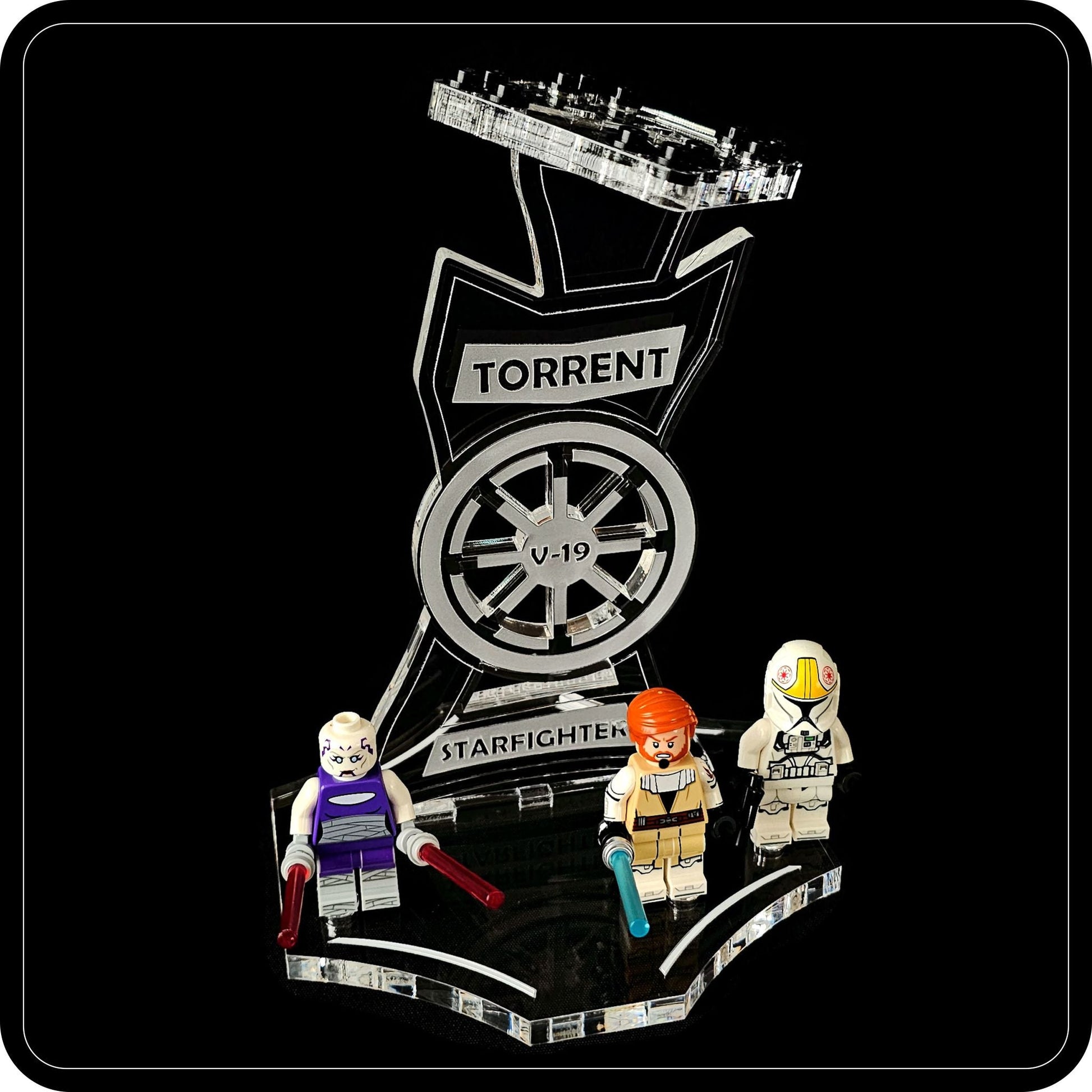 Display stand angled for Lego 75432 V-19 Torrent Starfighter + minifigures slots (A1119)-6