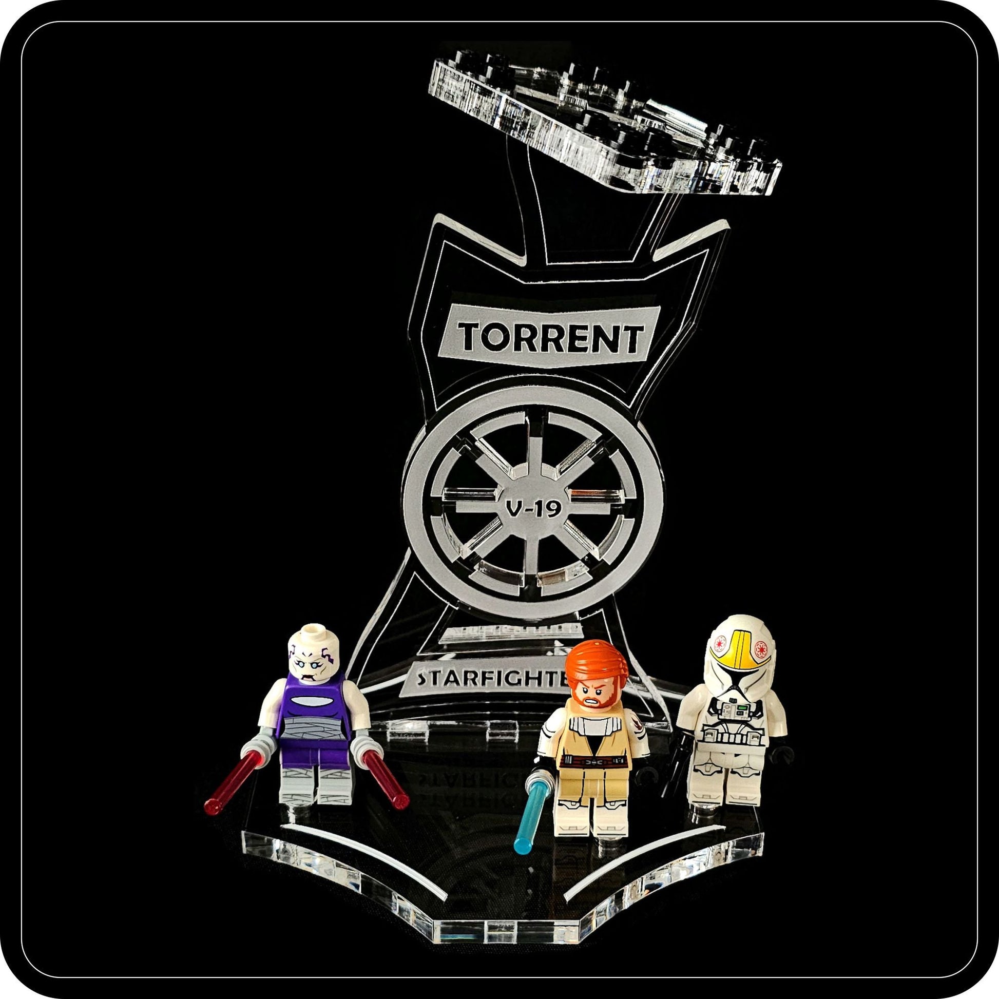 Display stand angled for Lego 75432 V-19 Torrent Starfighter + minifigures slots (A1119)-7