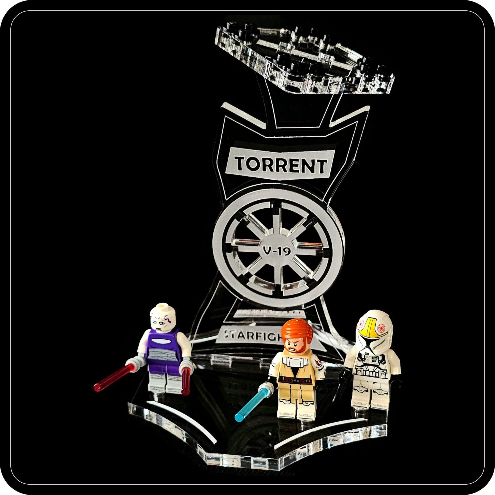 Display stand angled for Lego 75432 V-19 Torrent Starfighter + minifigures slots (A1119)-8