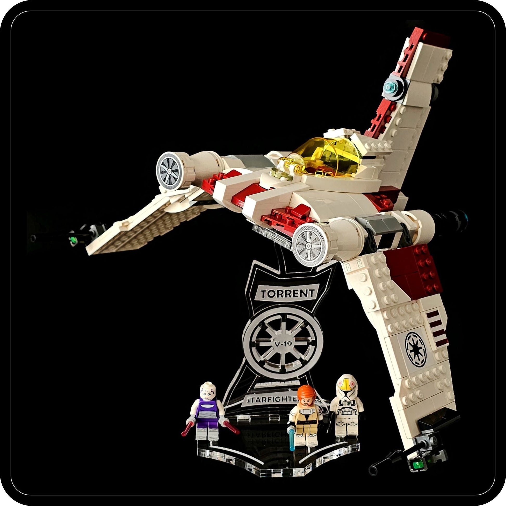 Display stand angled for Lego 75432 V-19 Torrent Starfighter + minifigures slots (A1119)-9