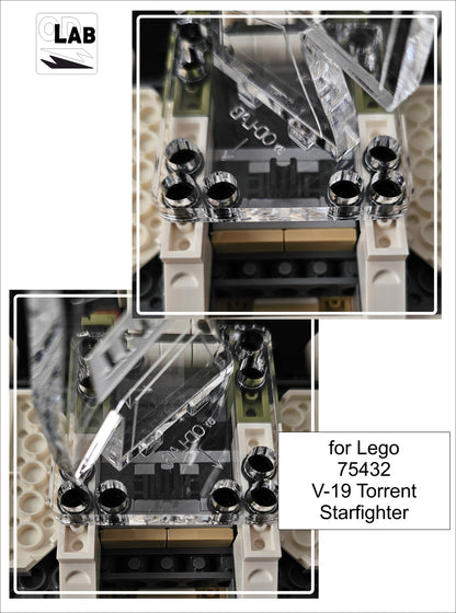 Display stand angled for Lego 75432 V-19 Torrent Starfighter + minifigures slots (A1119)-f