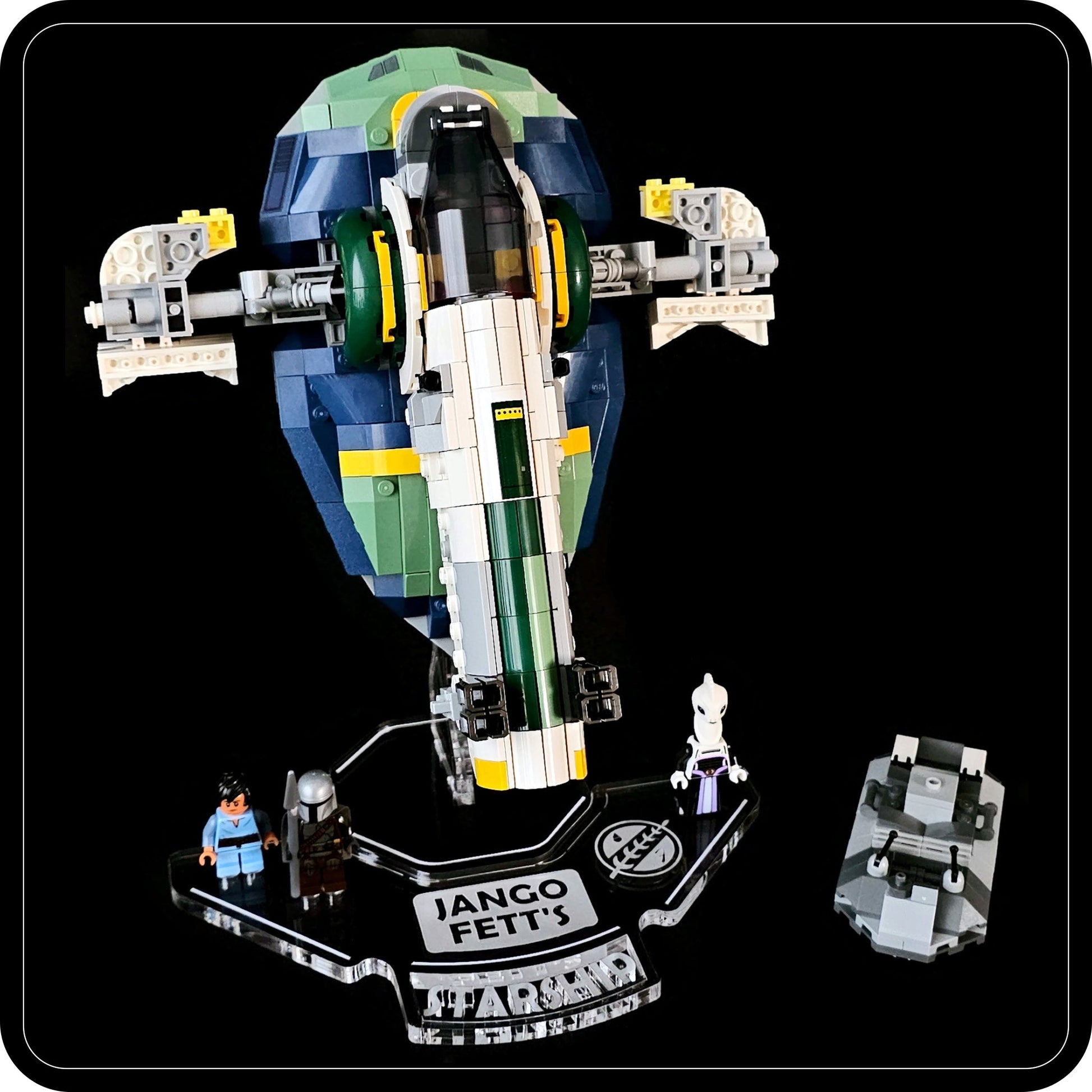 Display stand angled for Lego 75433 Jango Fett's Starship + Minifigures plate (A1121)-1