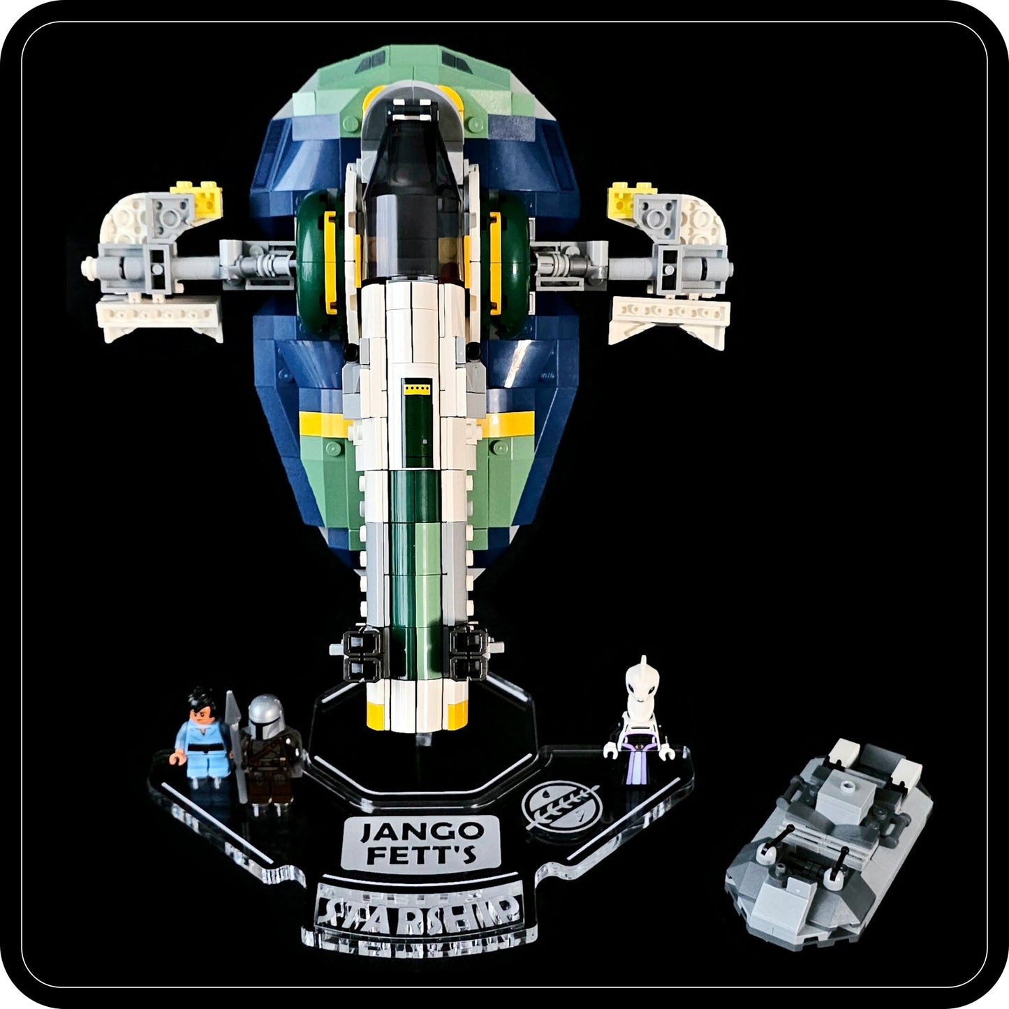 Display stand angled for Lego 75433 Jango Fett's Starship + Minifigures plate (A1121)-2