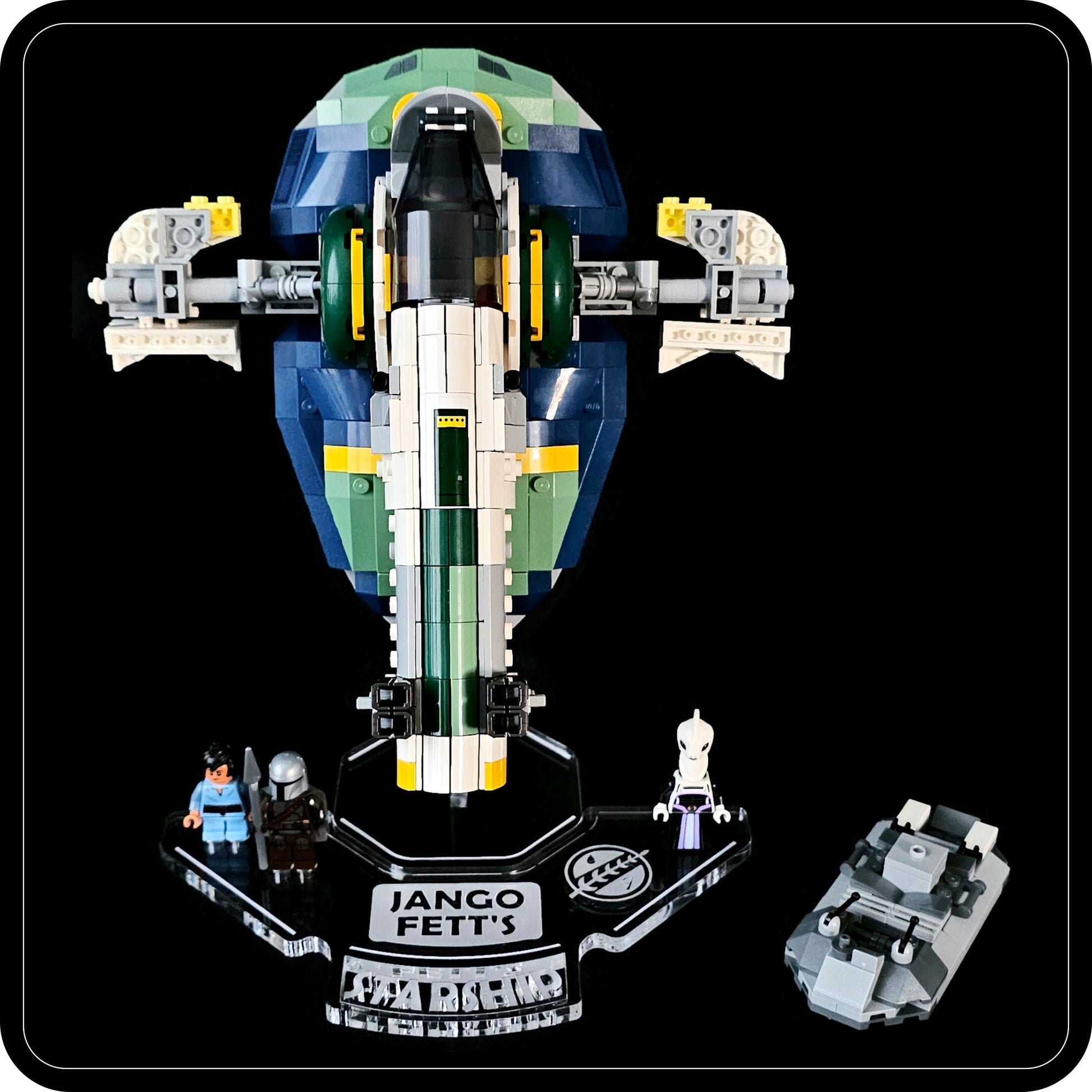 Display stand angled for Lego 75433 Jango Fett's Starship + Minifigures plate (A1121)-2