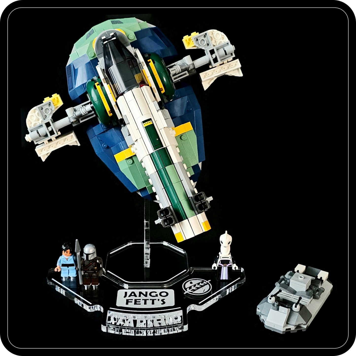 Display stand angled for Lego 75433 Jango Fett's Starship + Minifigures plate (A1121)-5