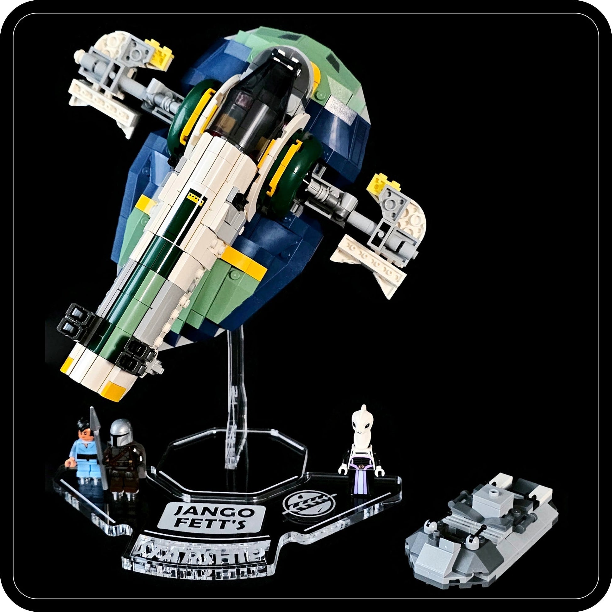 Display stand angled for Lego 75433 Jango Fett's Starship + Minifigures plate (A1121)-6