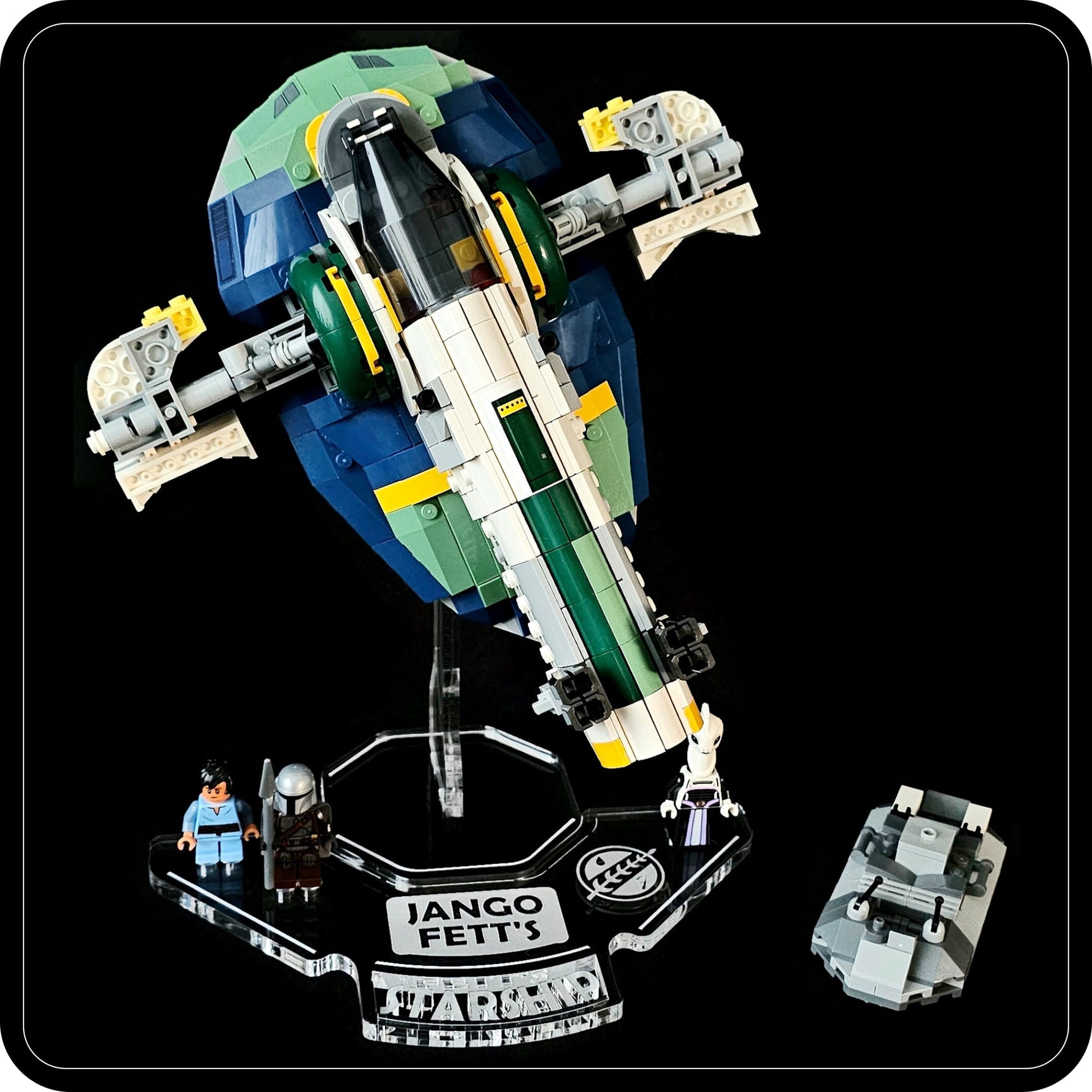 Display stand angled for Lego 75433 Jango Fett's Starship + Minifigures plate (A1121)-7