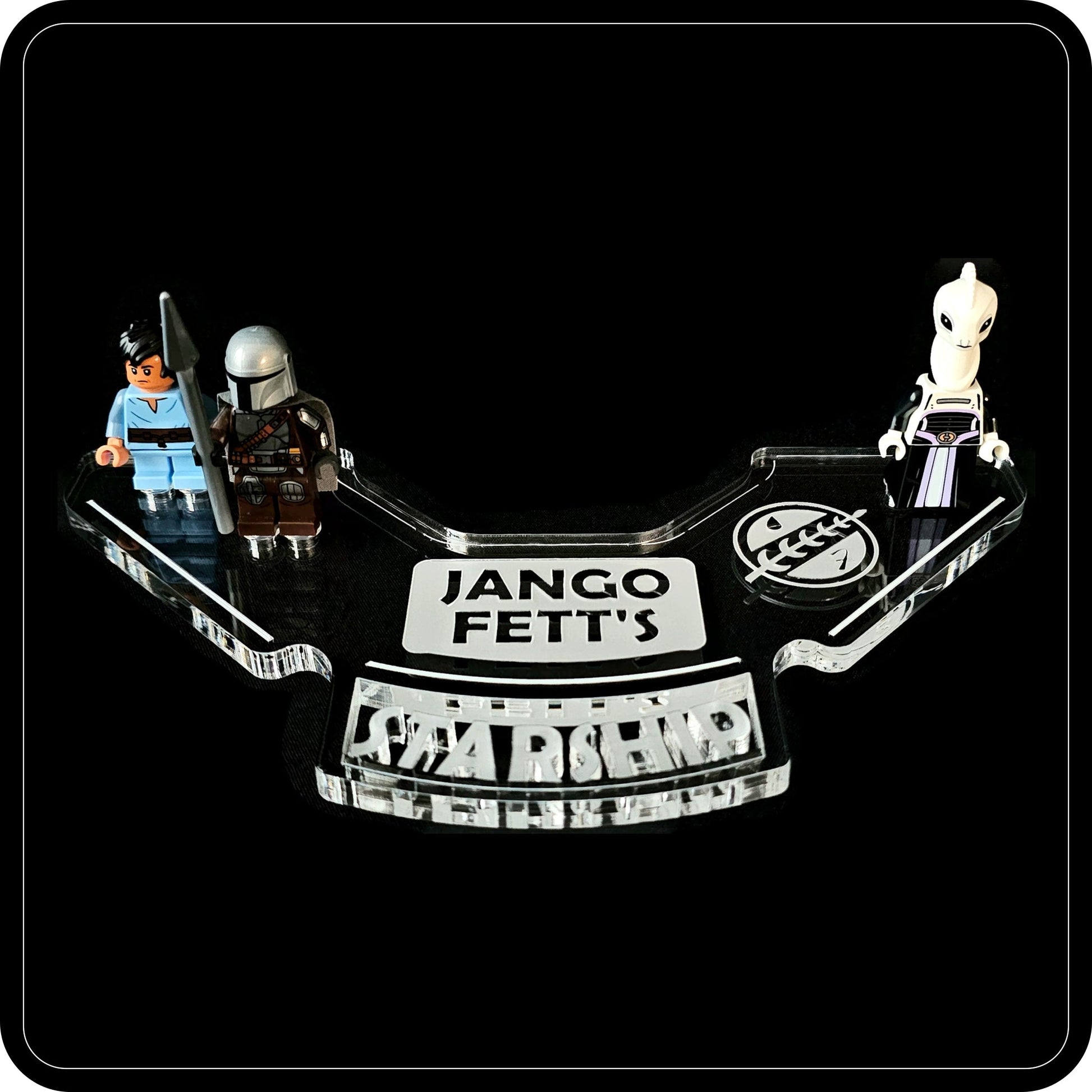 Display stand angled for Lego 75433 Jango Fett's Starship + Minifigures plate (A1121)-8