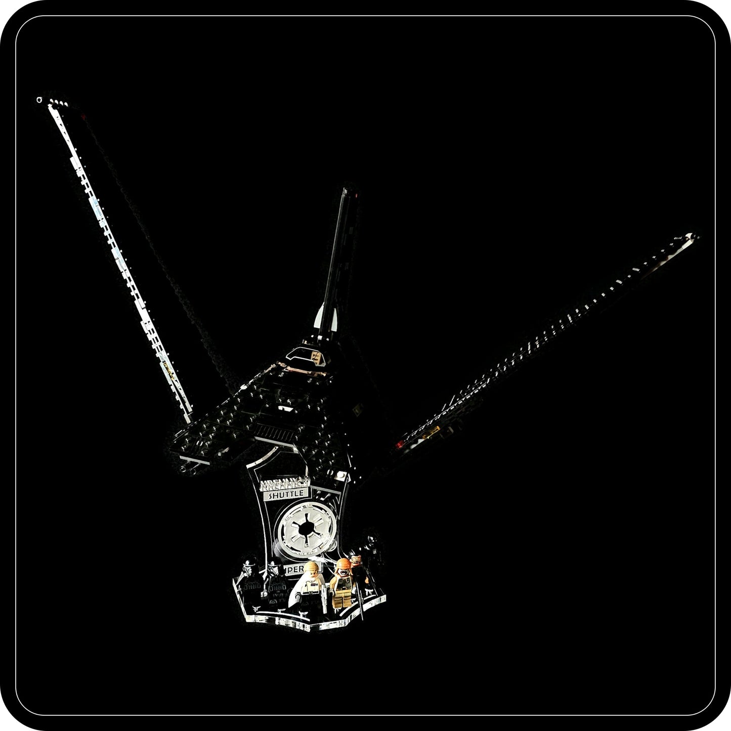 Display stand angled for Lego - 75156 Krennic's Imperial Shuttle + minifigures slots (A1124)-2