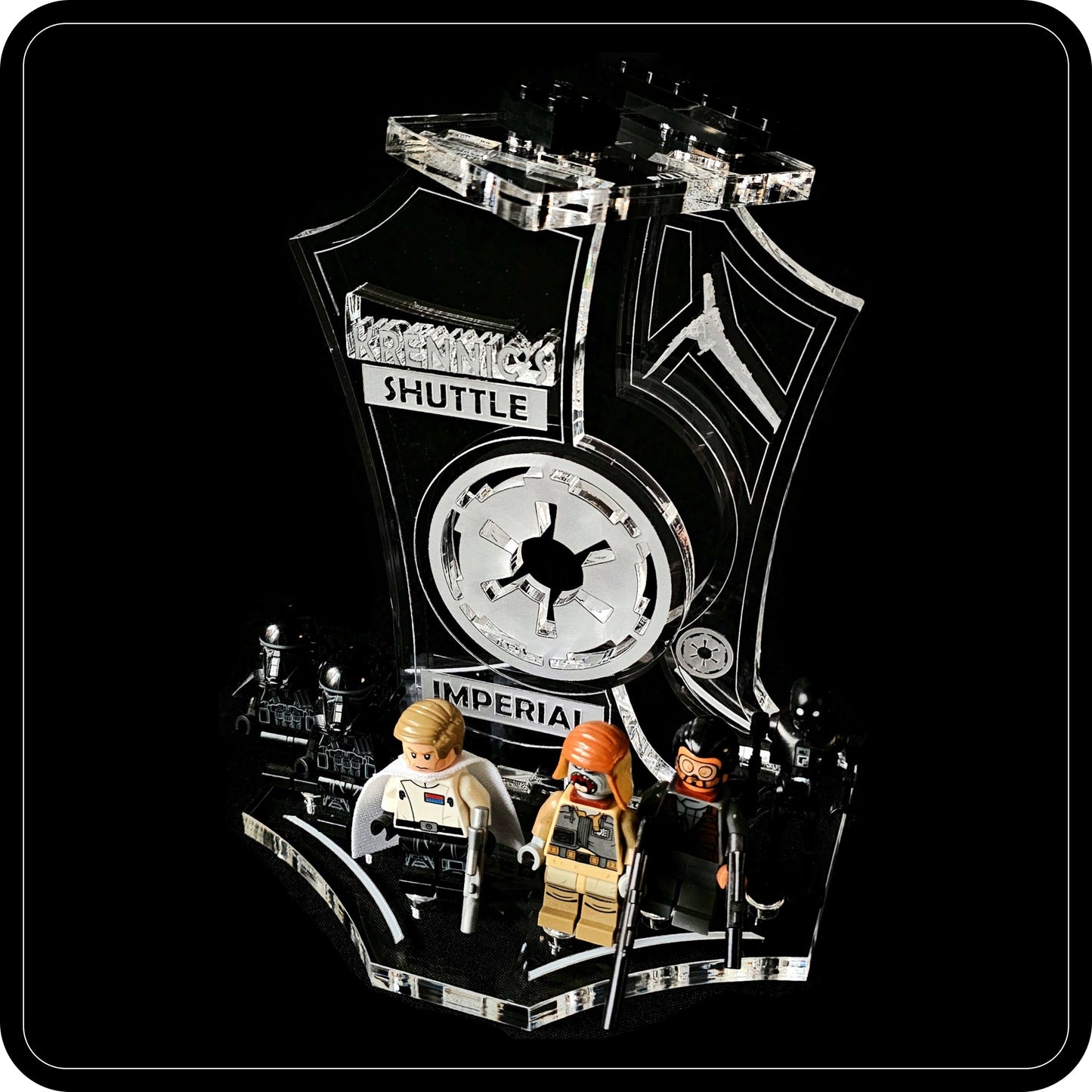 Display stand angled for Lego - 75156 Krennic's Imperial Shuttle + minifigures slots (A1124)-4